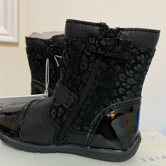 Geox black leather and suede boots size 4 1/2 NIB - Picture 3 of 5